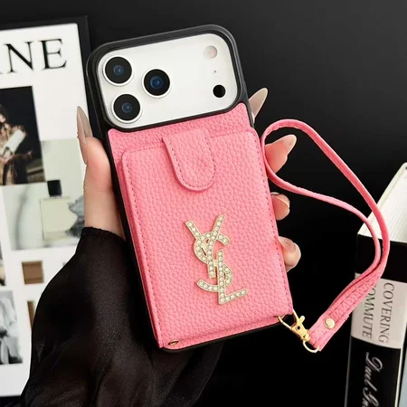 イヴサンローラン風 iPhone17Air ケース,YSL iPhone16ProMax ケース,高級感 iPhone17 ケース,おしゃれ iPhone16 ケース,キラキラ iPhone15 ケース,背面収納 iPhone14Pro ケース,ストラップ付き iPhone カバー,ブランド スマホケース