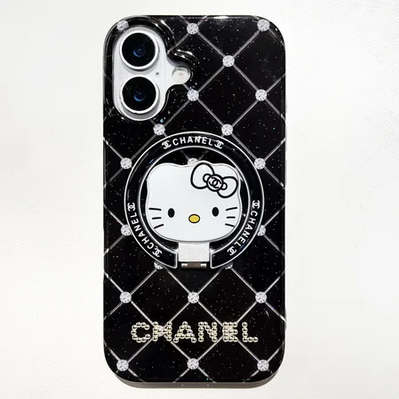 可愛い iPhone17Proケース シャネル,magsafe対応 chanel iPhone17ProMaxケース,リング 付き スタンド Hello Kitty iPhone17ケース シャネル女子人気 iPhone17ケース