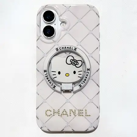 可愛い iPhone17Proケース シャネル,magsafe対応 chanel iPhone17ProMaxケース,リング 付き スタンド Hello Kitty iPhone17ケース シャネル女子人気 iPhone17ケース