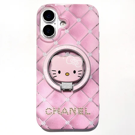 可愛い iPhone17Proケース シャネル,magsafe対応 chanel iPhone17ProMaxケース,リング 付き スタンド Hello Kitty iPhone17ケース シャネル女子人気 iPhone17ケース