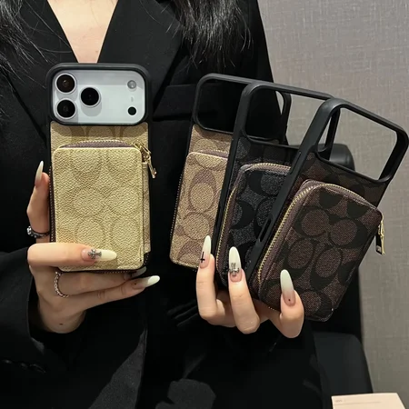 コーチ ジッパーカードホルダー iPhone17ProMaxケース, COACH モノグラム iPhone17Pro携带ケース レザー iPhone17ケース コーチ,COACH 流行iPhone17ケース,ハイブランド iPhone17ケース COACH