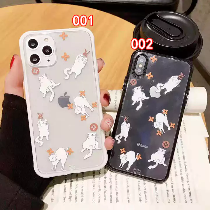 lv アイフォン11/xs max ねこモノグラム柄 半透明 スマホケース